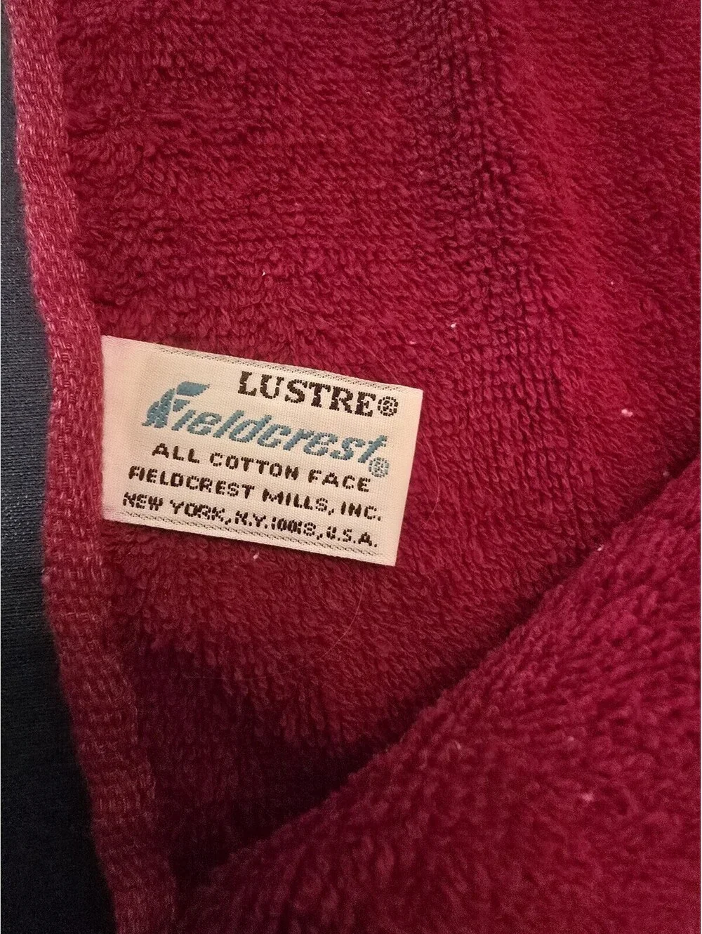 Vintage Lustre Fieldcrest Owl hand towel, red